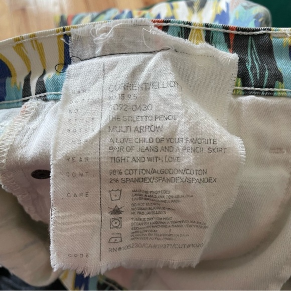 Elliott Current Elliot Multicolor Arrow Stiletto Cotton Pencil Skirt EUC Size 27 - Picture 10 of 12